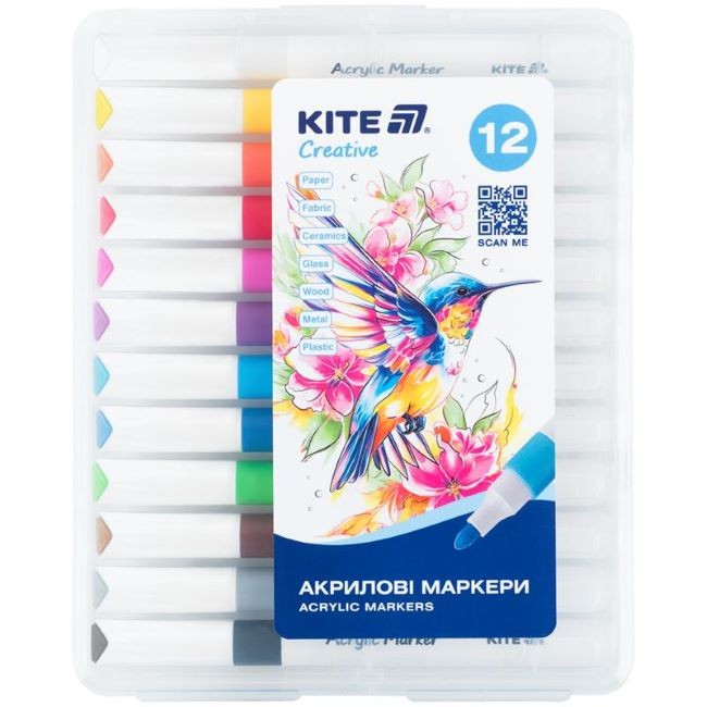 Акрилен маркер Kite Creative Jumbo 12 цв