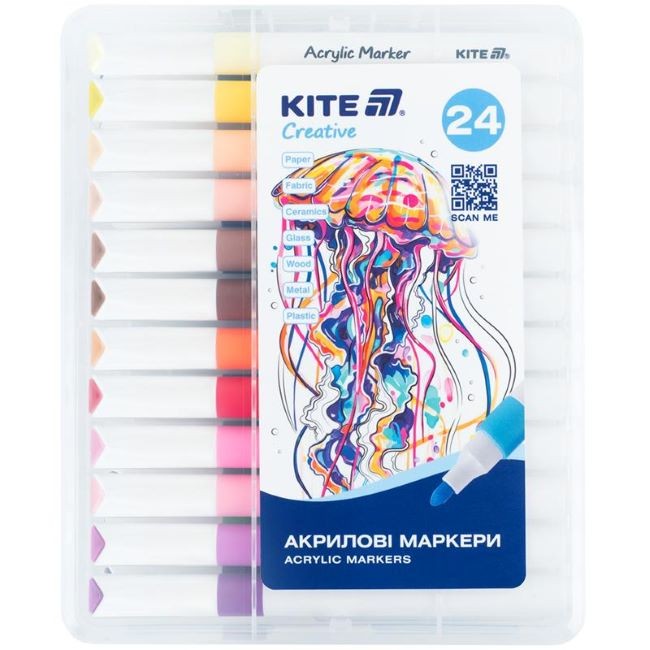 Акрилен маркер Kite Creative Jumbo 24цв